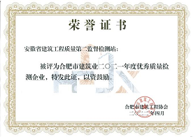 合肥市建筑業二0二一年度優秀質量檢測企業